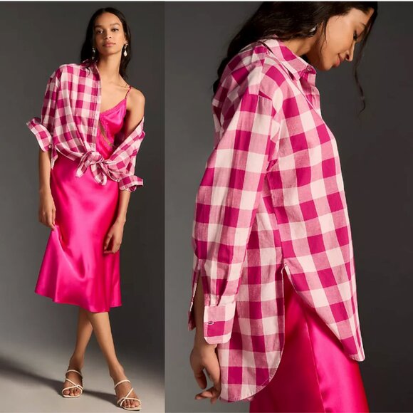 MAEVE ANTHROPOLOGIE The Bennet Buttondown Shirt Oversized Buffalo Check Size S - Picture 1 of 8